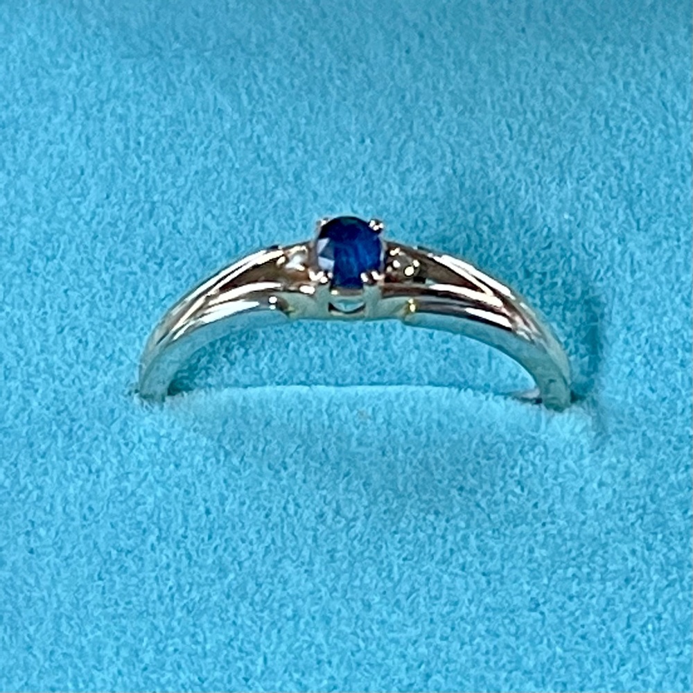 Sweet Sapphire and Diamond Ring 10k White Gold